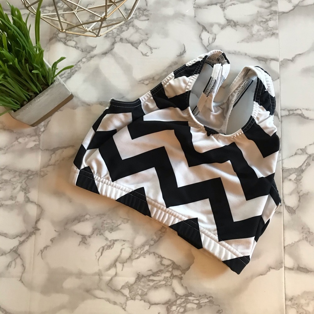 Chevron Black and White Sports Bra